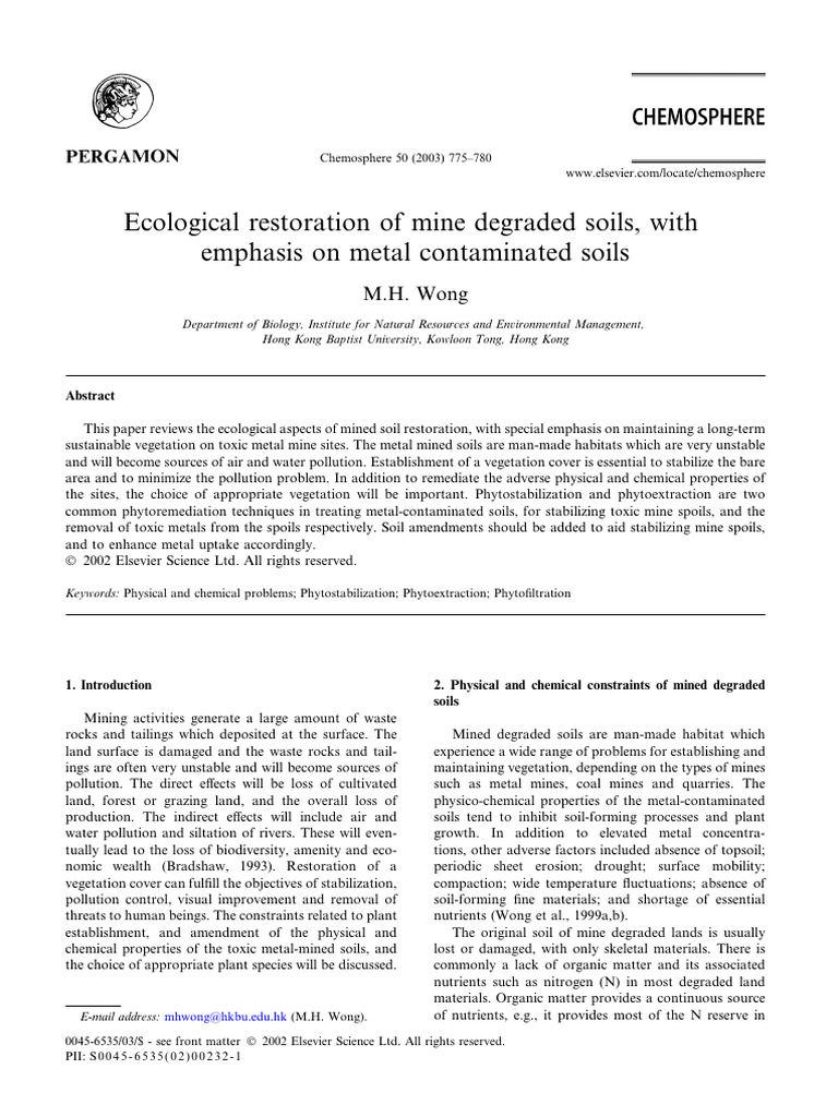 Ecological Restoration of Mine Degraded | PDF | Soil | Topsoil