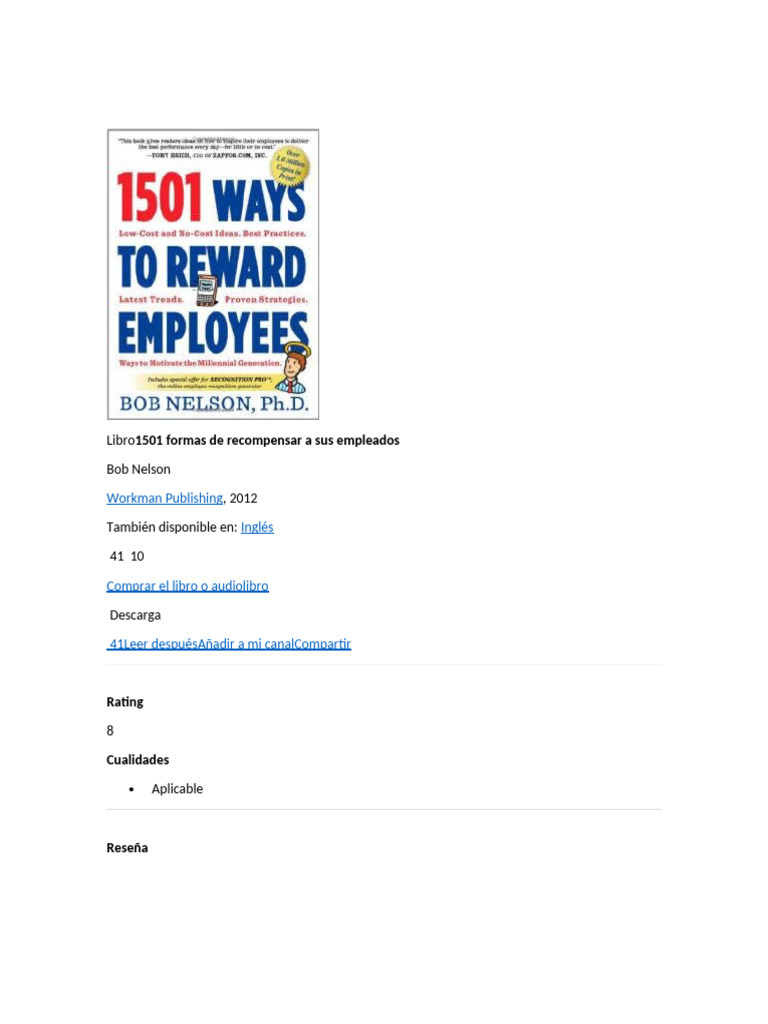 1501 Formas de Recompensar A Sus Empleados | PDF