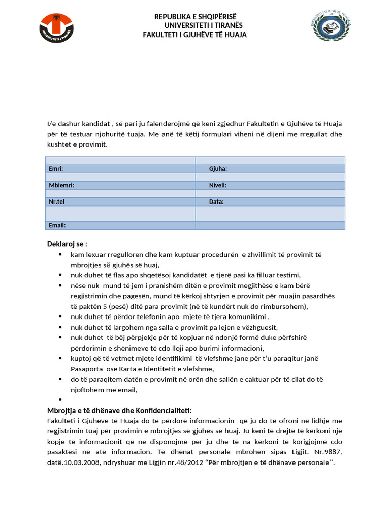 Formular Regjistrimi | PDF
