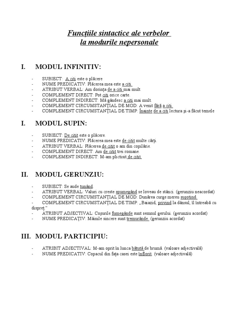 Functiile Sintactice Ale Verbului Funcţiile sintactice ale verbelor