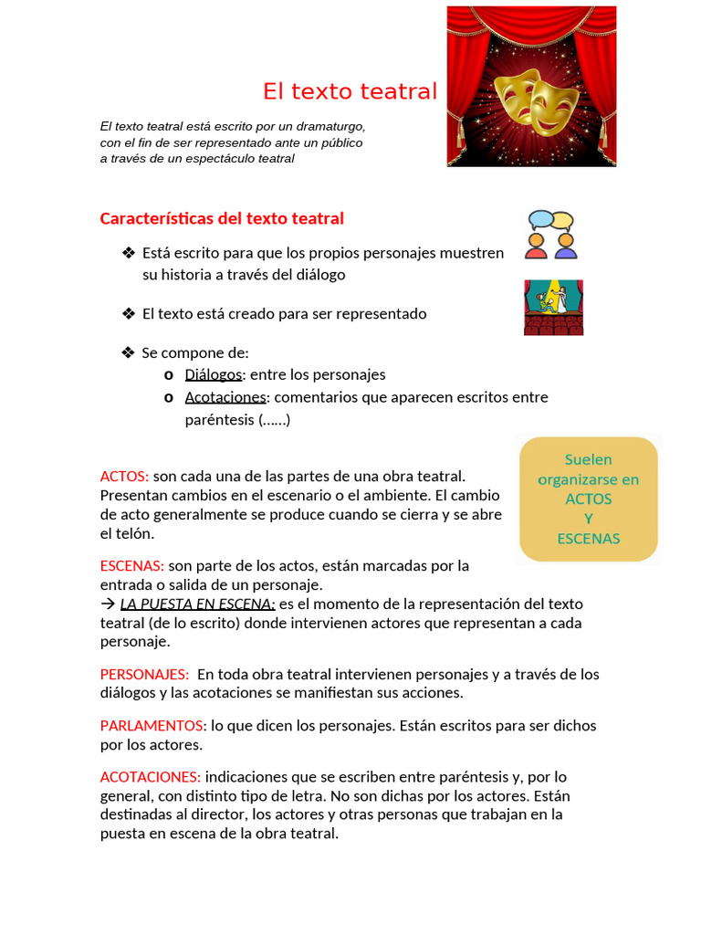 Características del Texto Teatral | PDF