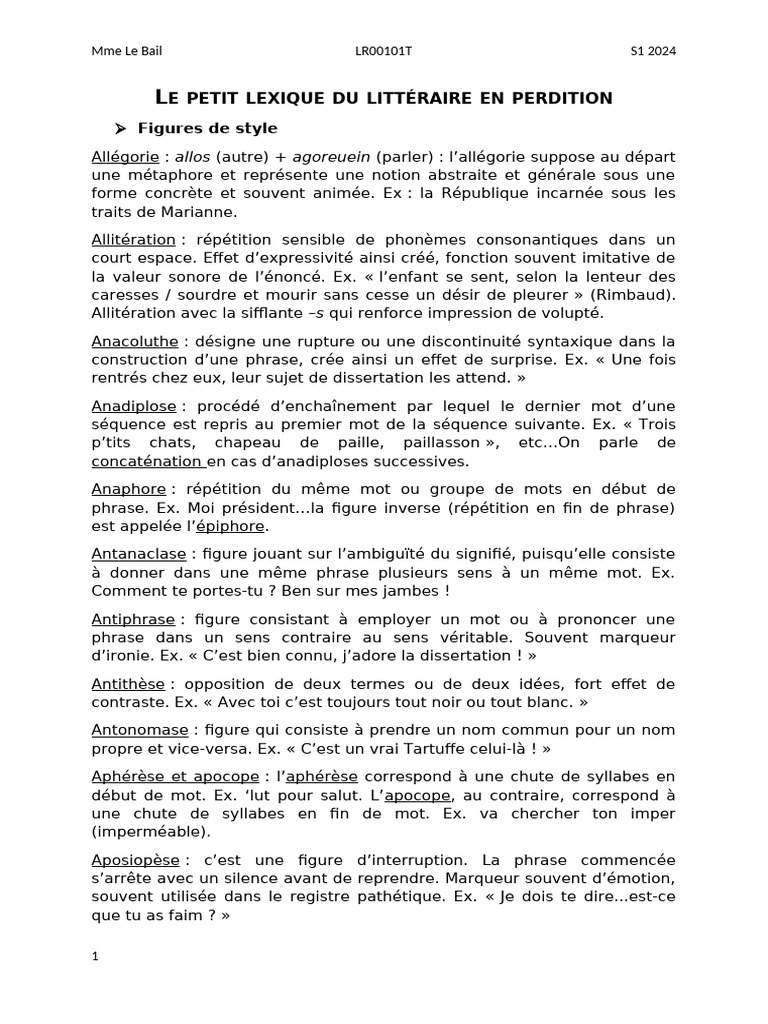 Le Petit Lexique Du Littéraire en Perdition | PDF