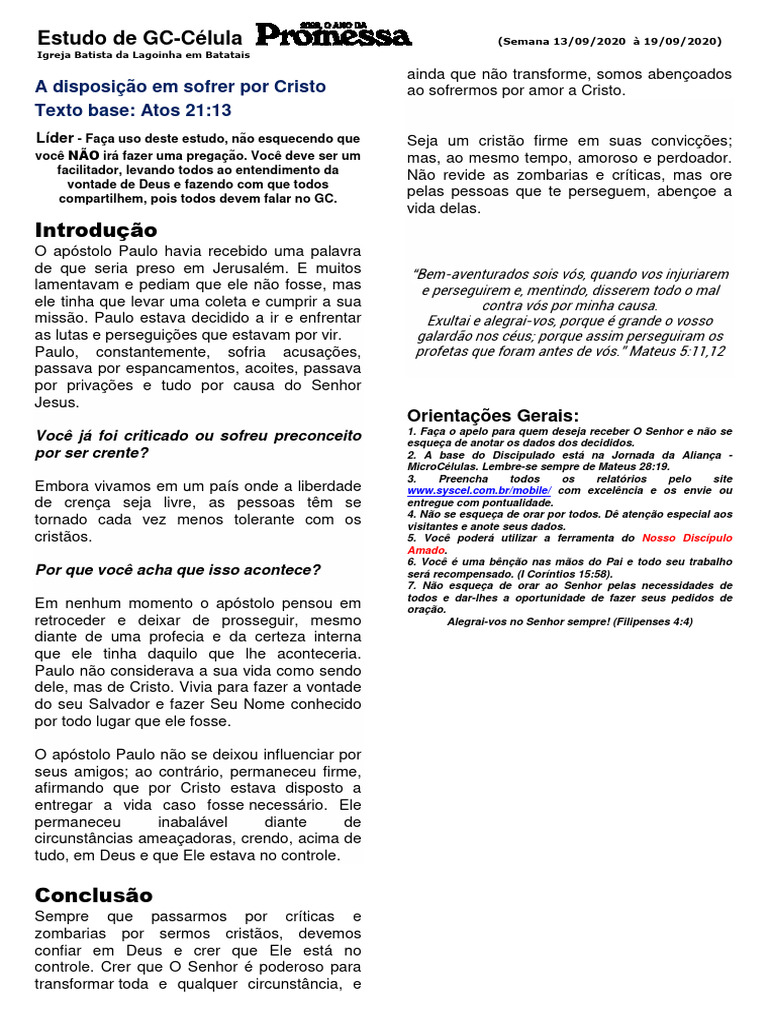 A Disposicao em Sofrer Por Cristo | PDF