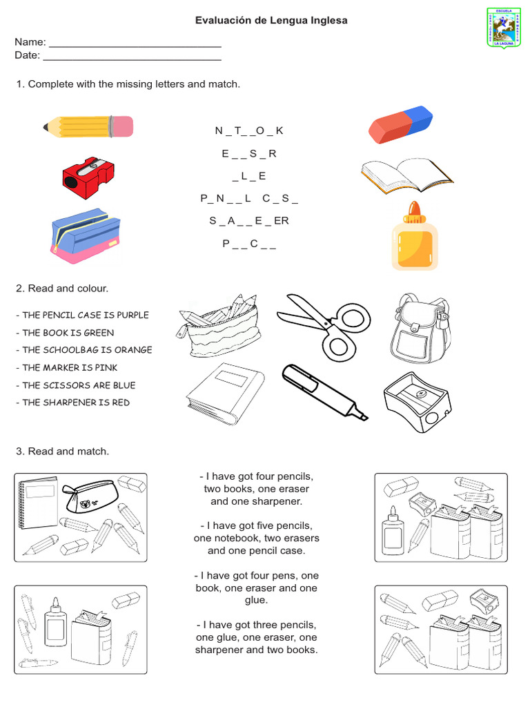 Evaluacion School Objects | PDF