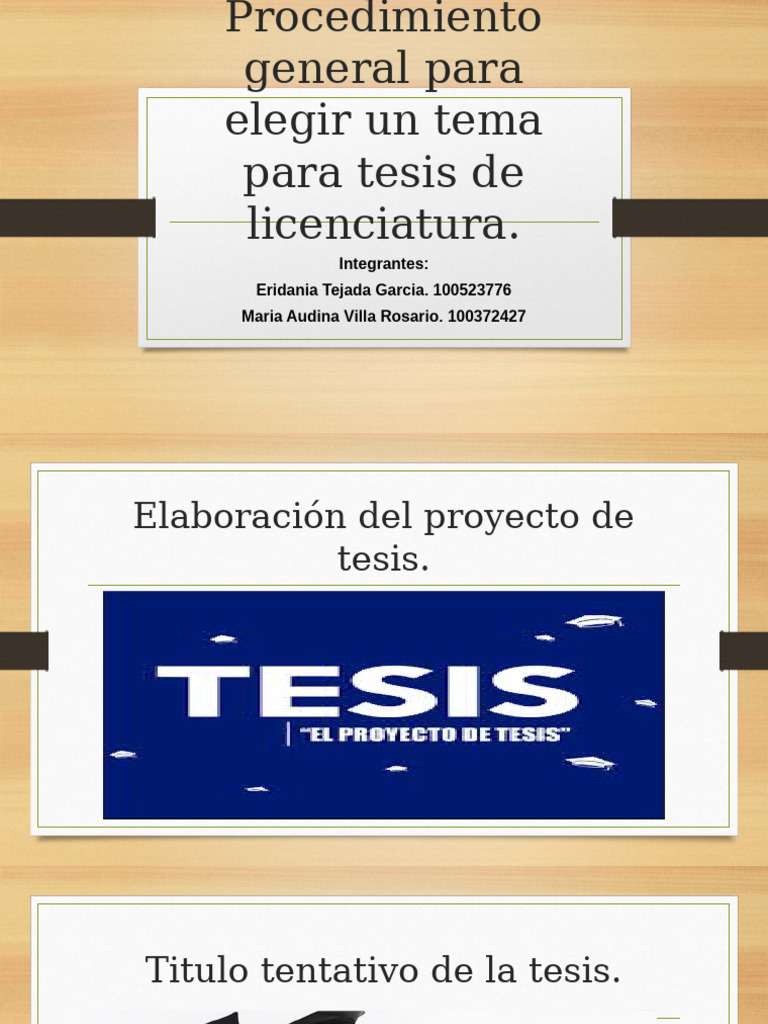 Procedimiento General para Elegir Un Tema para Tesis Rupo 3 | PDF