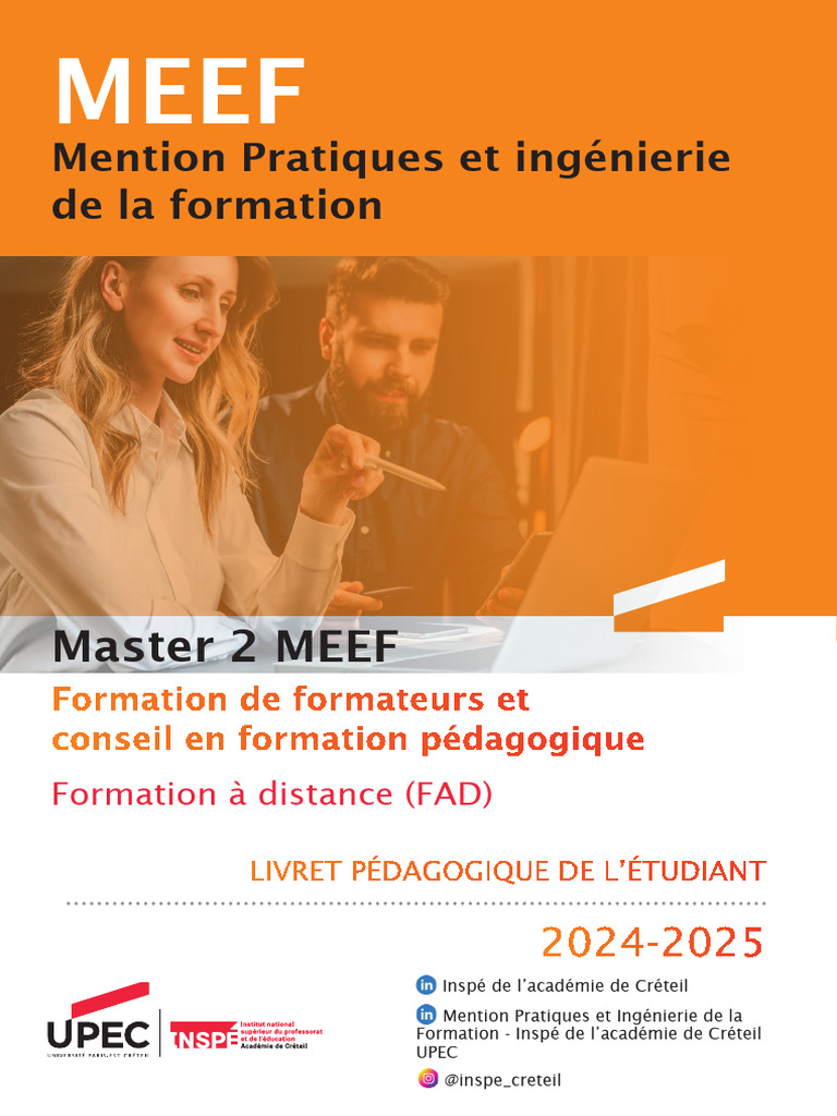 Master 2 MEEF : Ingénierie de Formation | PDF | Pédagogie | Union ...