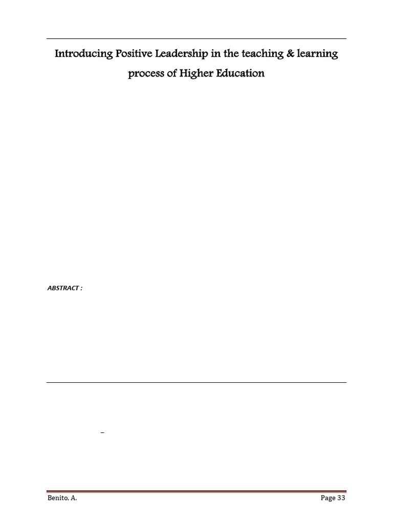 Introducing Positive Leadership in The Teaching & Learning Process of ...