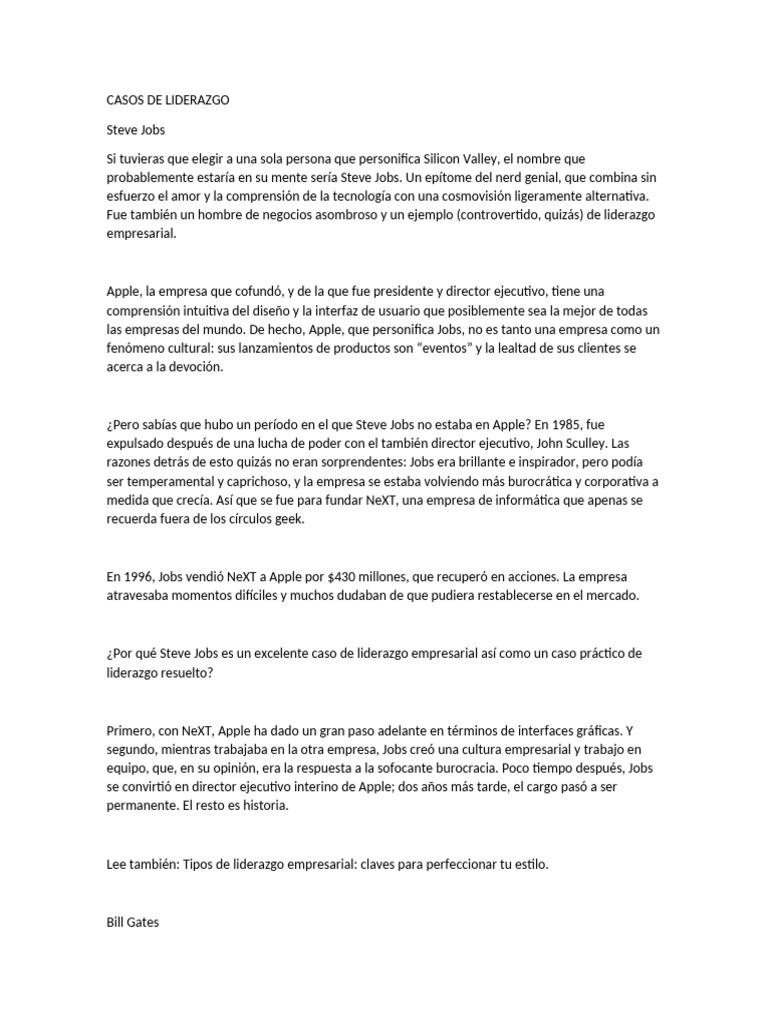 Casos De Liderazgo Pdf