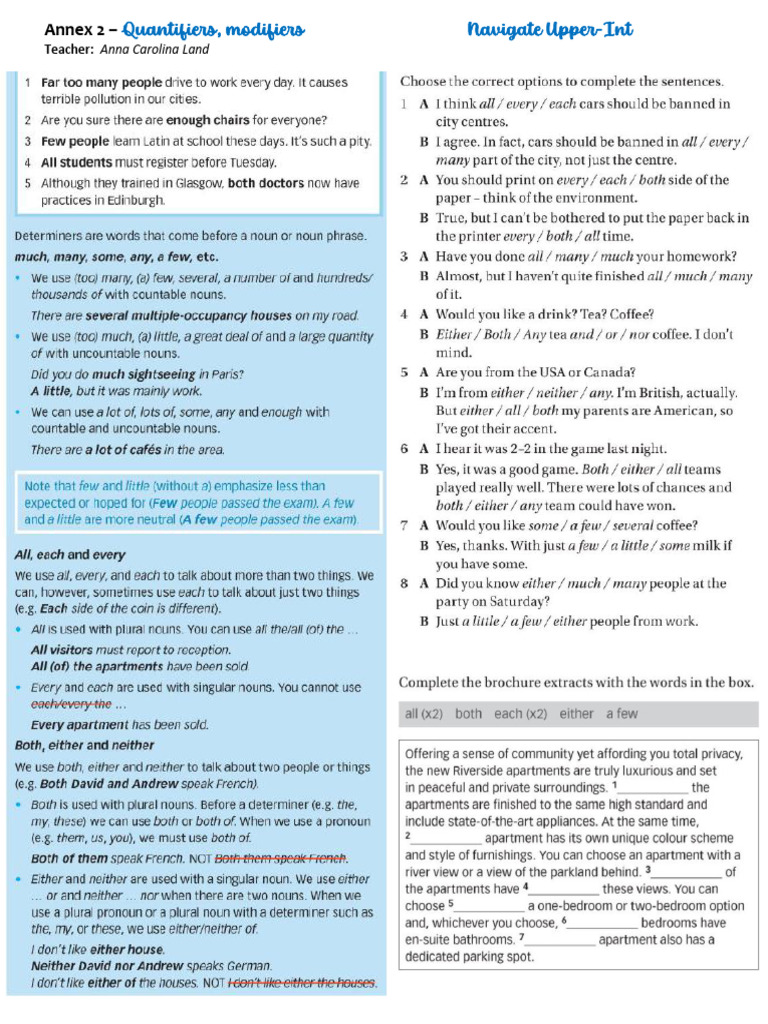 Annex 02 - Quantifiers and Modifiers | PDF