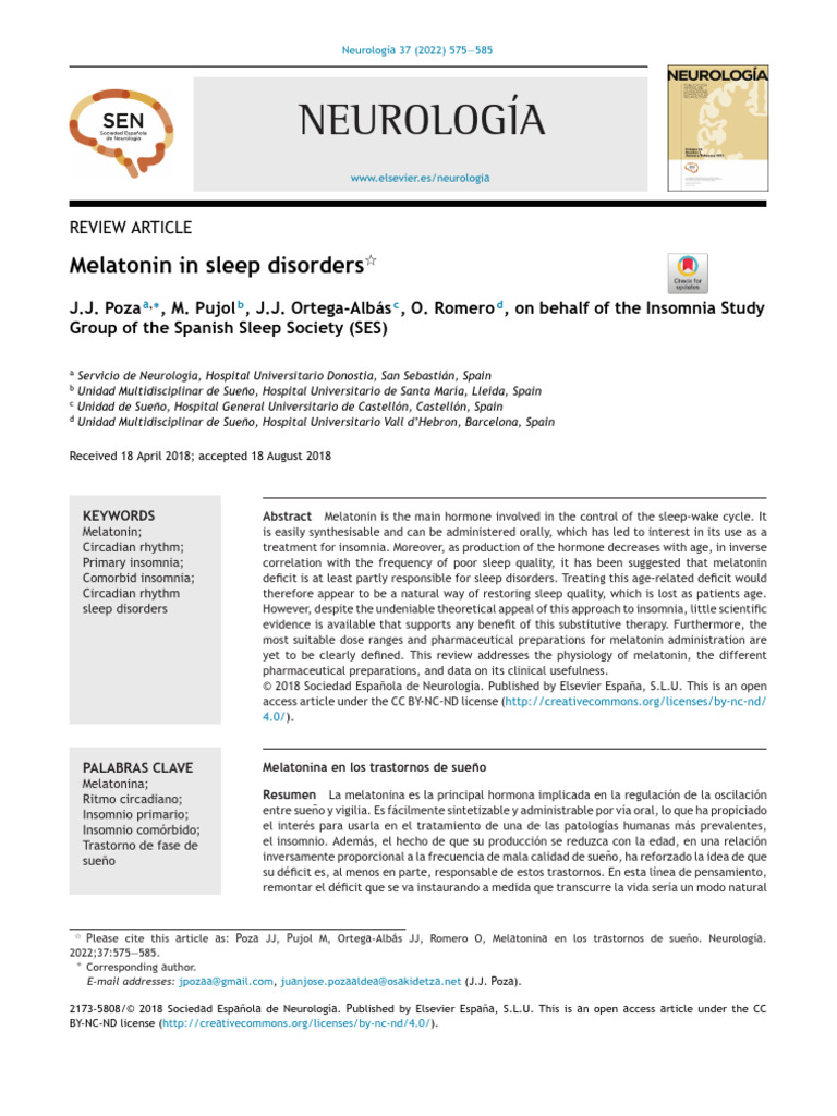 Image showcasing Melatonin in Sleep Disorders | PDF