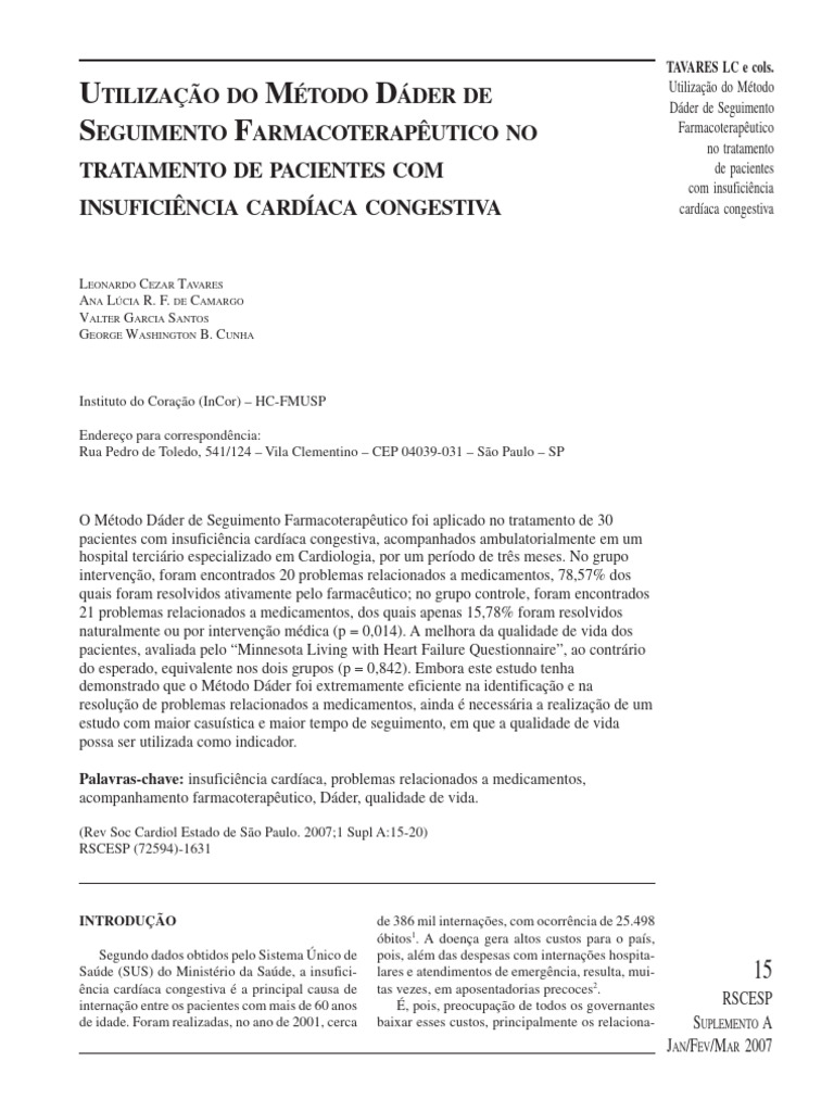 Utilizacao Do Metodo Dader de Seguimento Farmacoterapeutico No ...