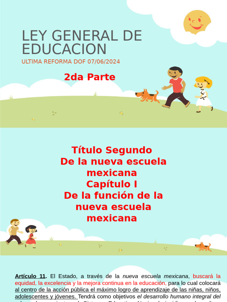LEY GENERAL DE EDUCACION 2 Parte | PDF