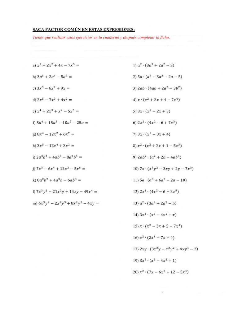 Factor Comun 2 | PDF