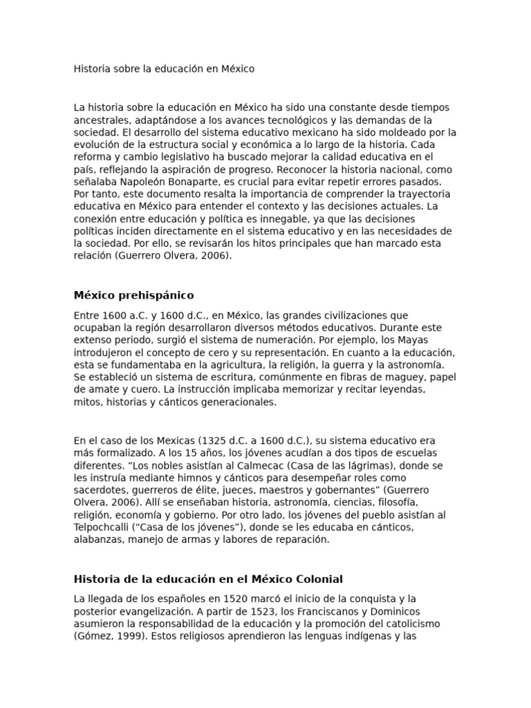 Historia de la educación en México | PDF | México