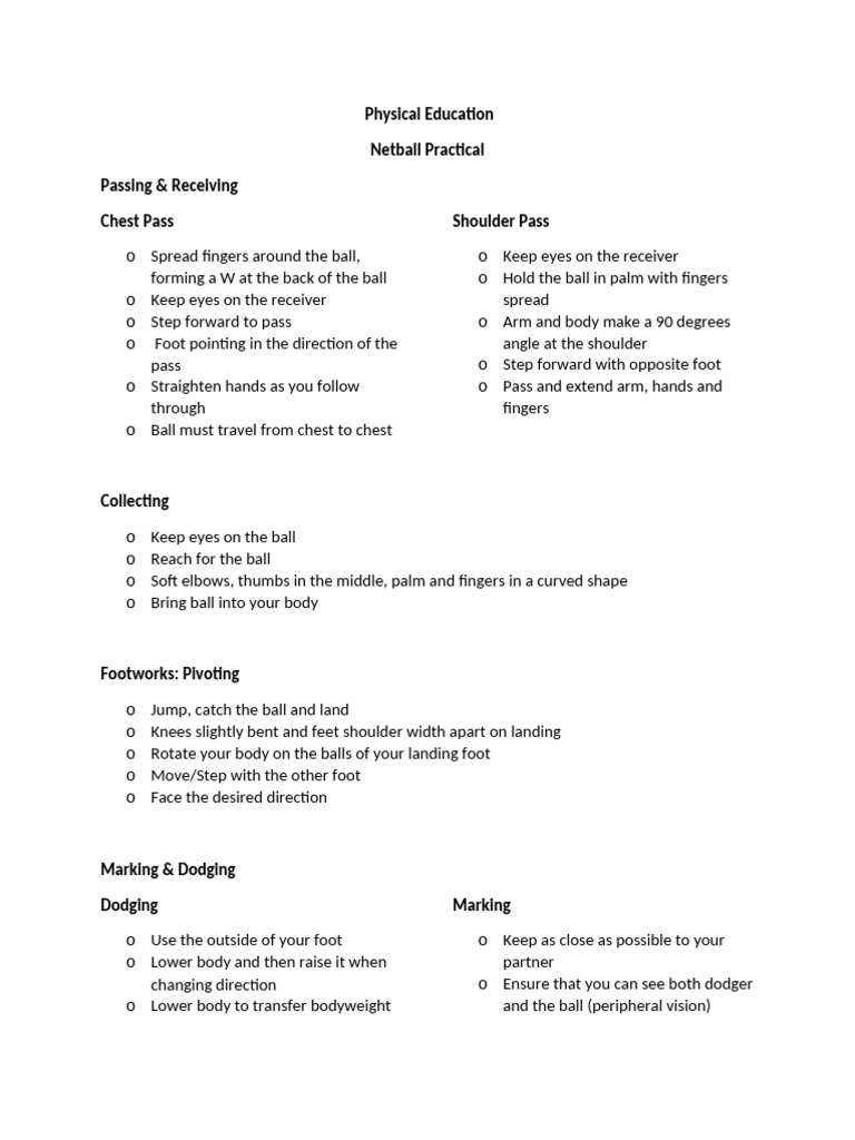 Netball Practical | PDF