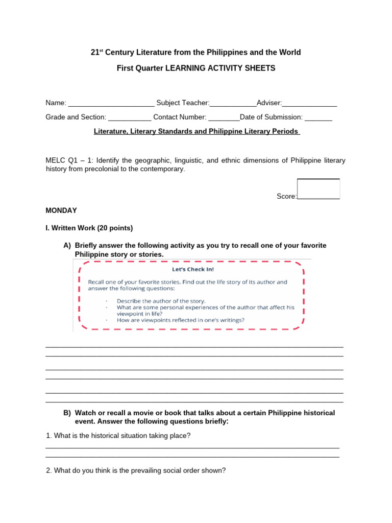 Learning Activity Sheets | PDF