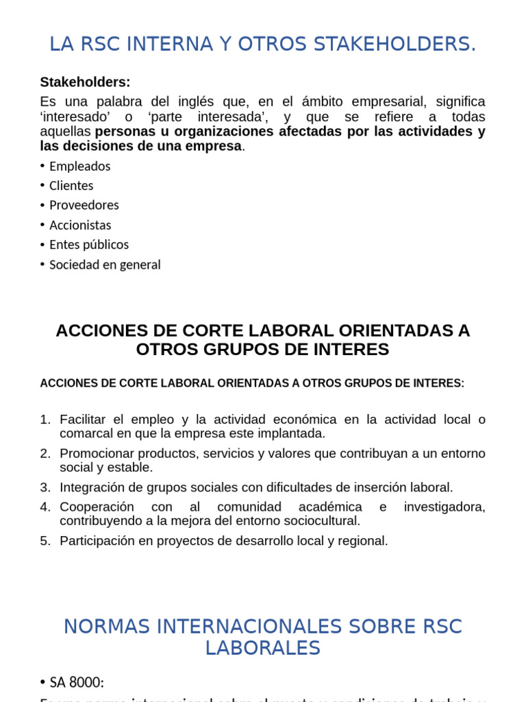 La RSC Interna y Otros Stakeholders | PDF