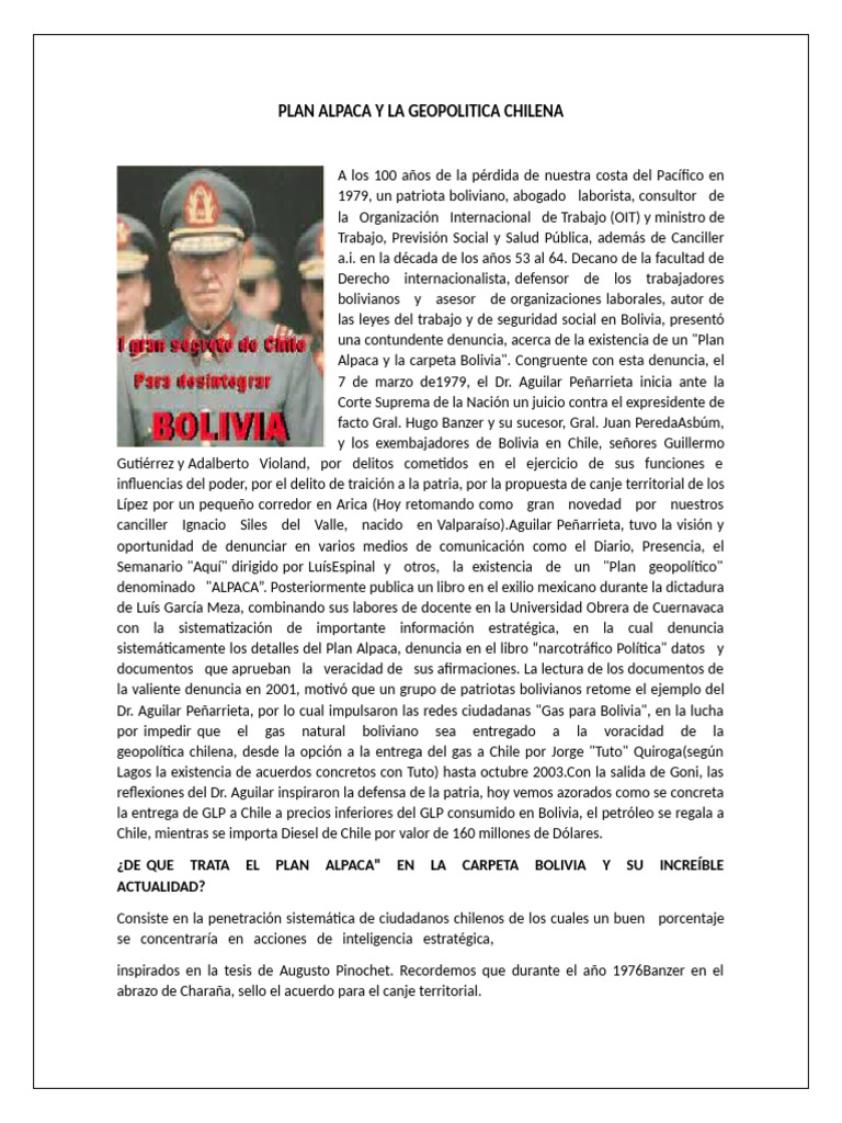 Plan Alpaca y La Geopolitica Chilena | PDF