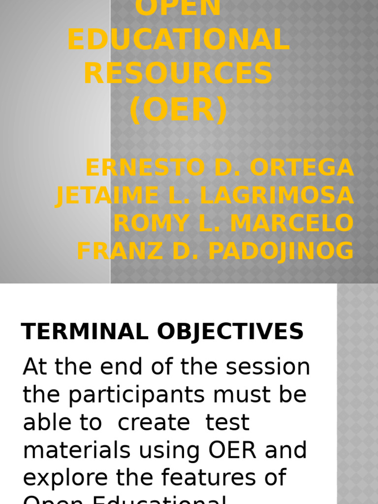 Open Education Resources (Oer) | PDF