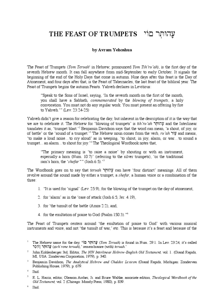 The Spiritual Significance of the Feast of Trumpets Exploring the