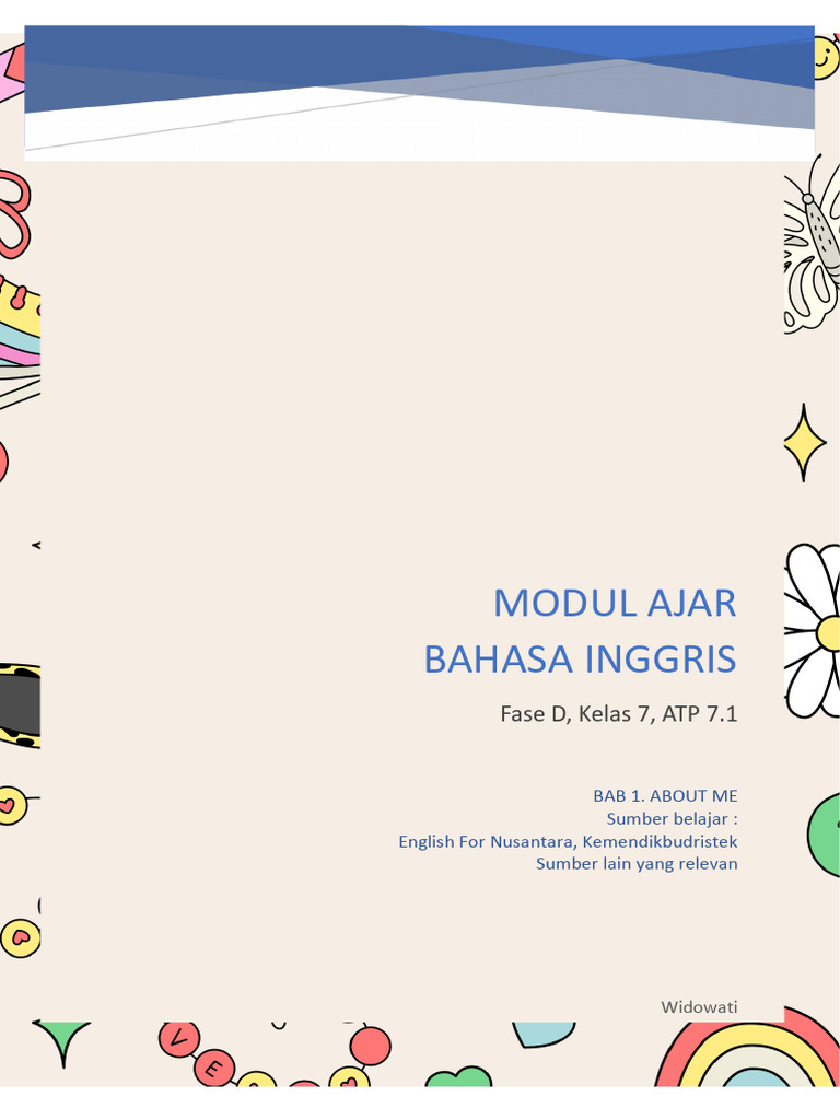 Modul Ajar Bahasa Inggris Kelas 7: About Me | PDF | Seni & Disiplin ...