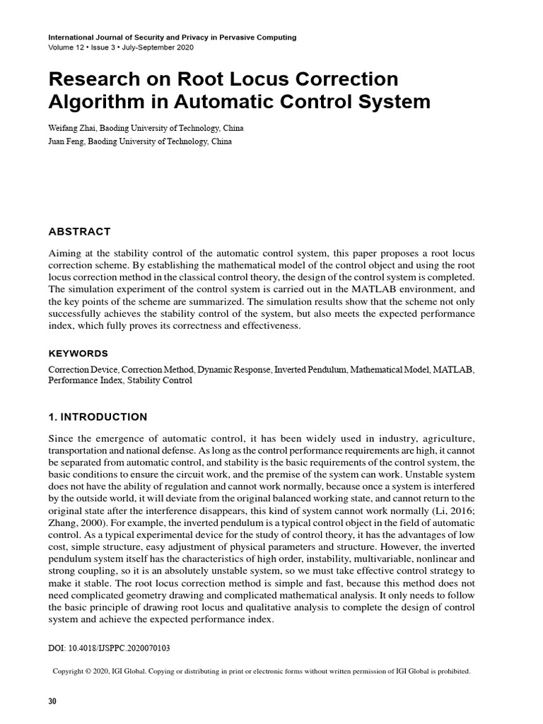 Research On Root Locus Correction Algorithm in Automatic Control System ...