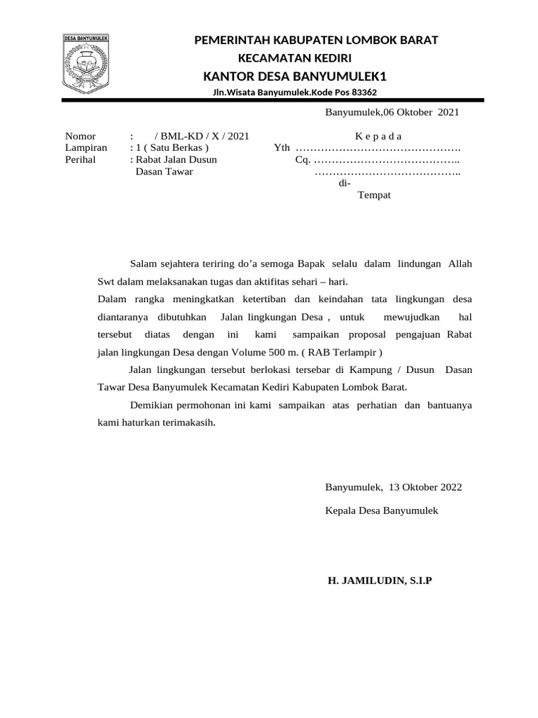 Proposal Rabat Jalan Pdf