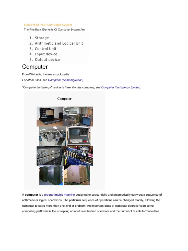 Computer | PDF | Personal Computers | Input/Output