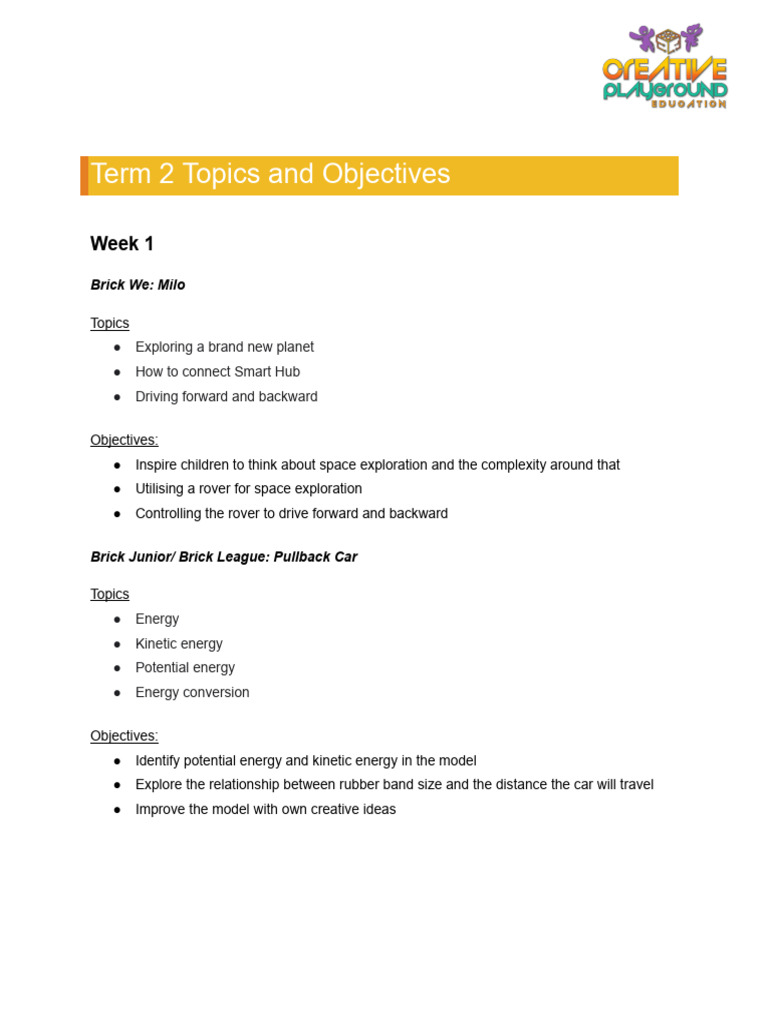 Term 2 Topics and Objectives | PDF