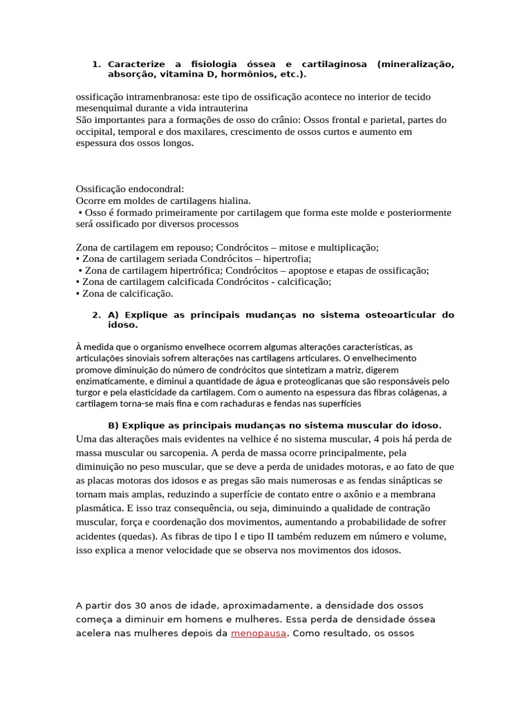 Caracterize A Fisiologia Óssea e Cartilaginosa | PDF