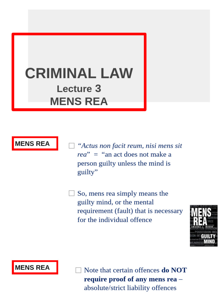 Criminal Law I Lecture 3 | PDF