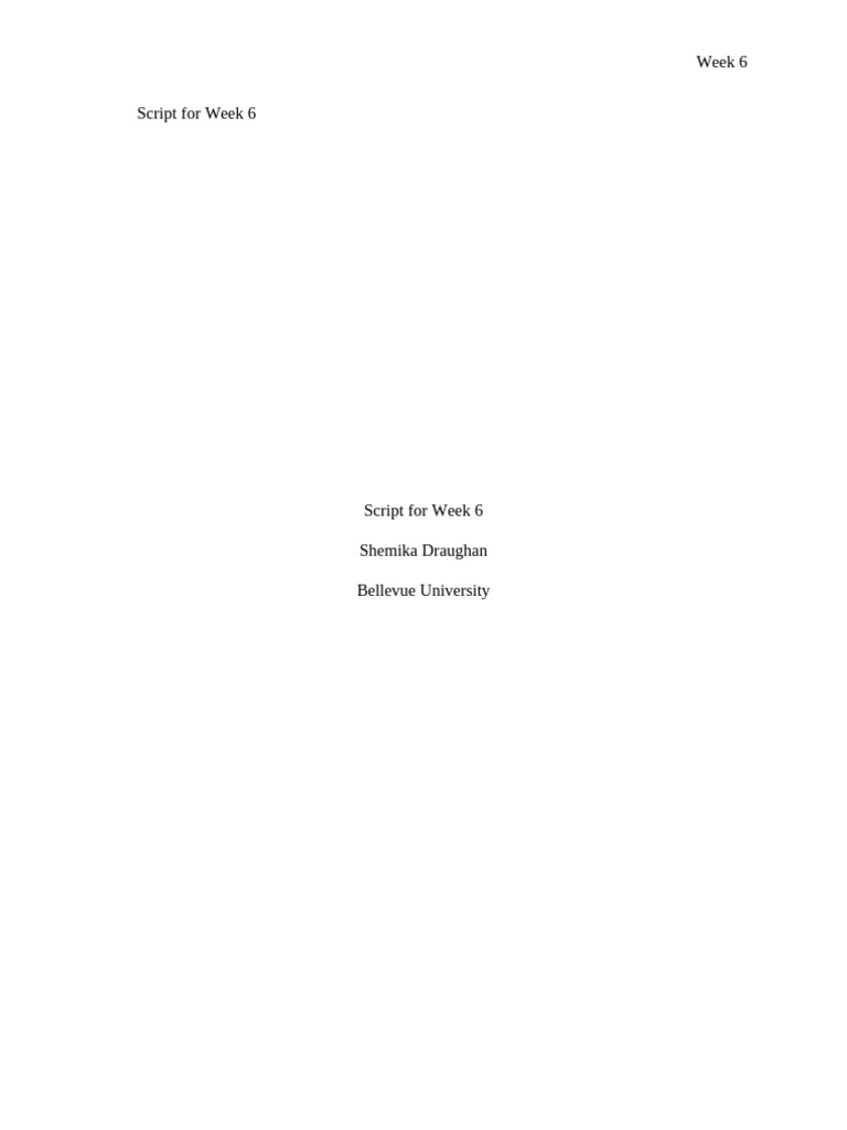 Week 5 5.2 Script Draft | PDF