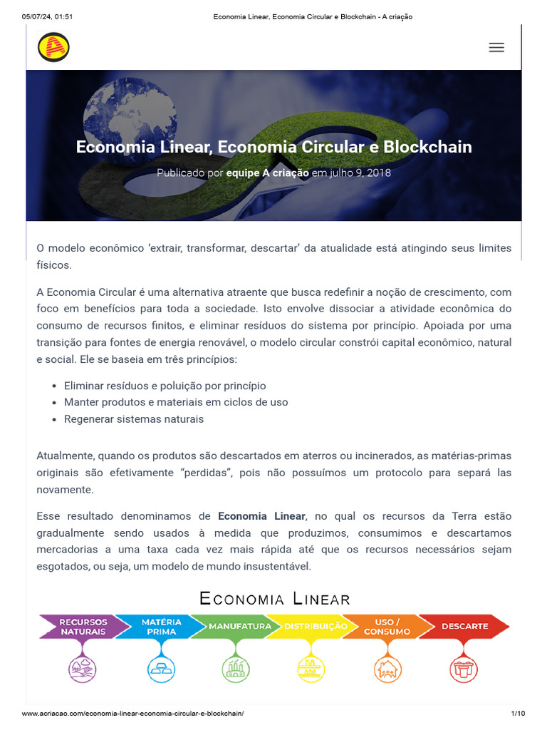 Economia Linear, Economia Circular e Blockchain - A Criação - Blog | PDF