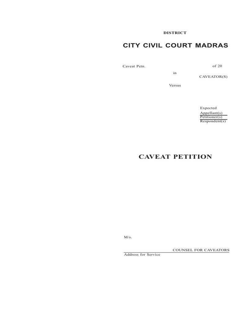 Caveat Petition CivilCourt | PDF