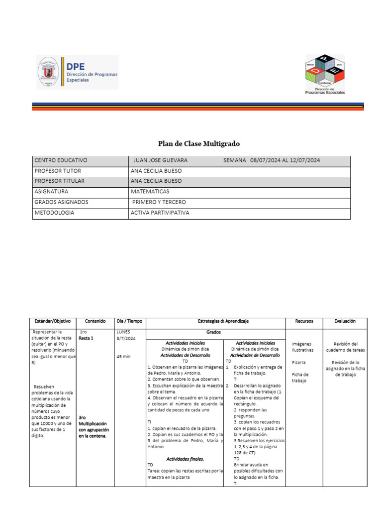Plan 3 Matematicas Multigrado | PDF
