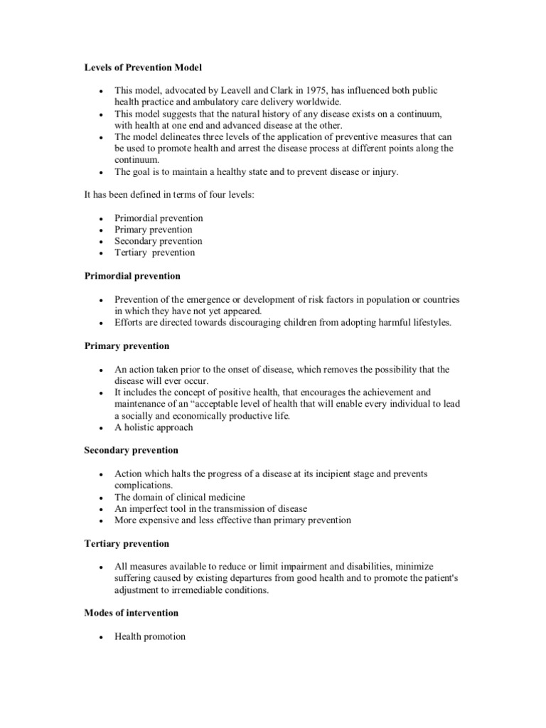 Levels of Prevention in Public Health | PDF | Health Promotion | Health ...
