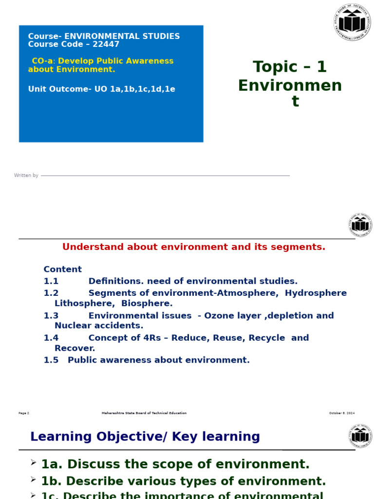 Understanding Environmental Studies | PDF | Natural Environment ...