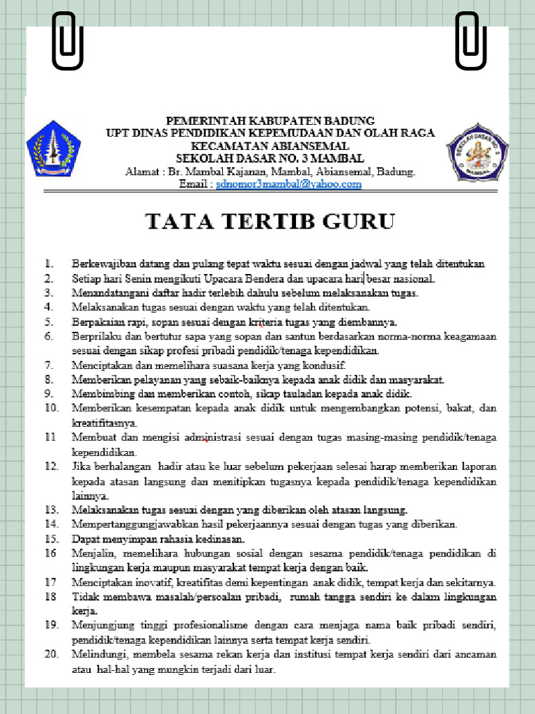 TATA TERTIB GURU 40 X 60 | PDF