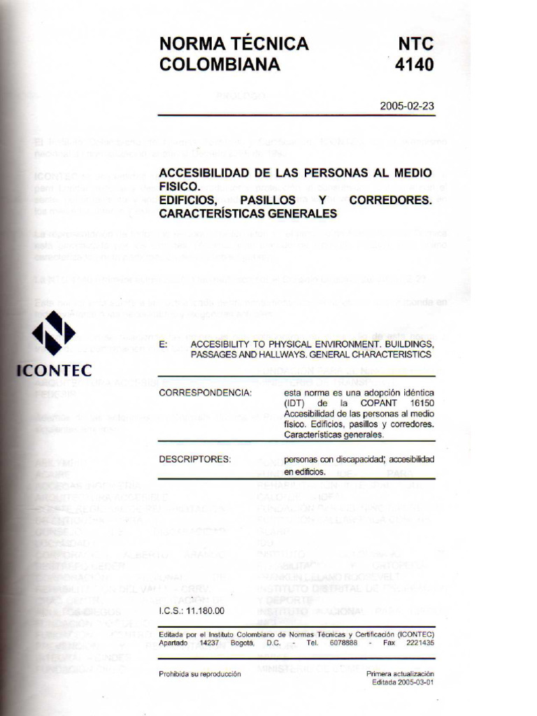 NTC 4140 Pasillos y Corredores | PDF