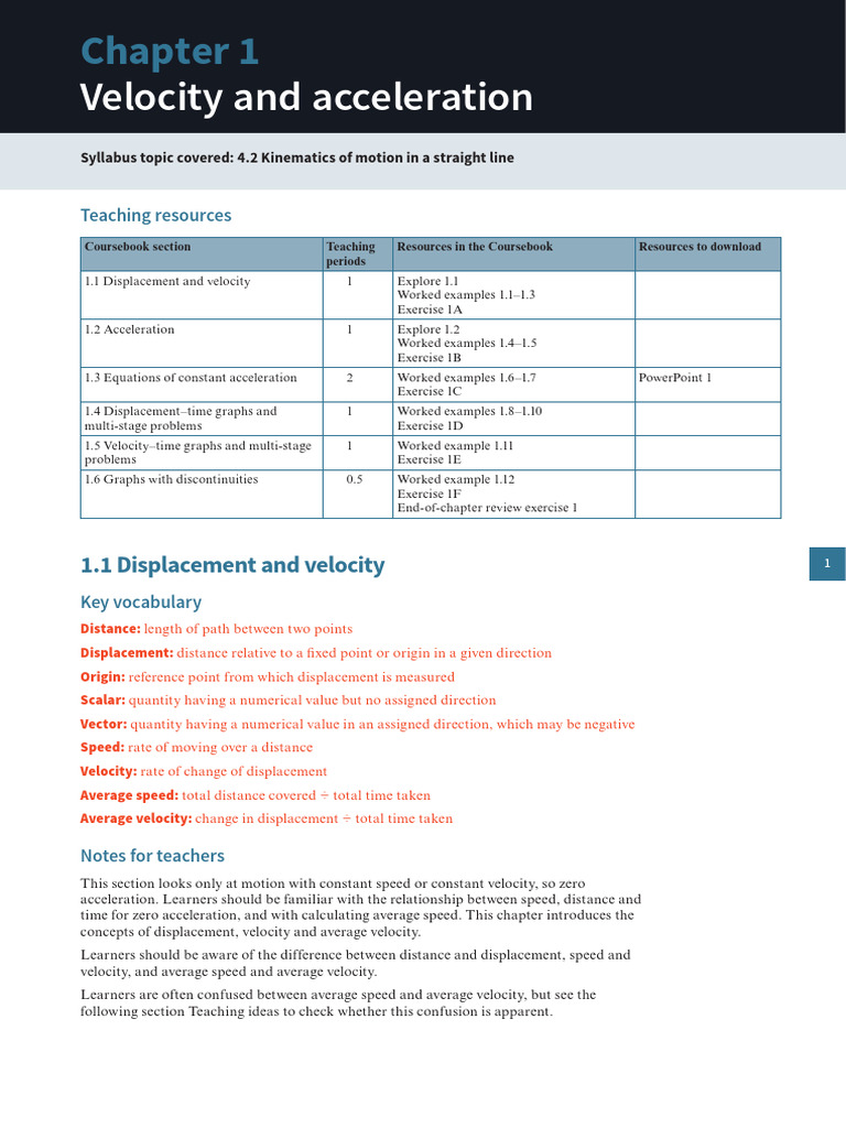 M Ch1 Teacher Notes | PDF
