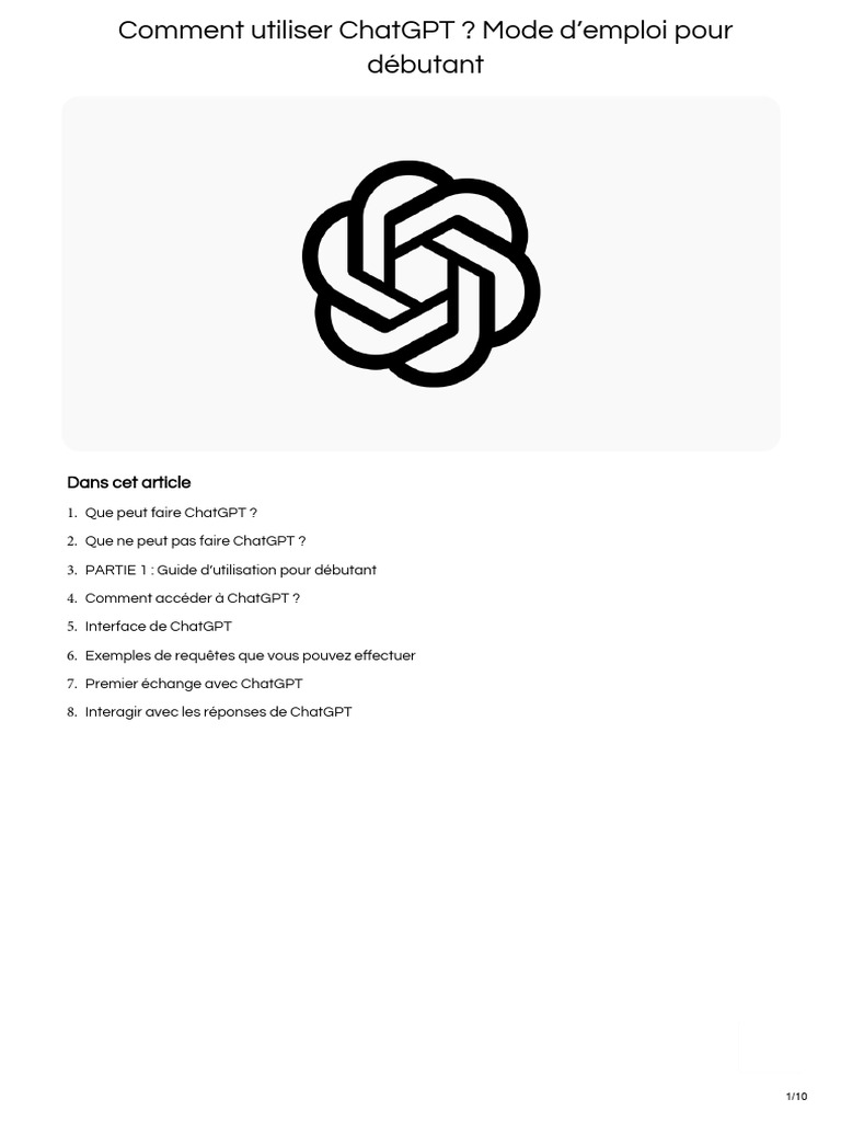 Simplifier Comment Utiliser ChatGPT - Mode D'emploi 2024 - Reglo - Ai | PDF