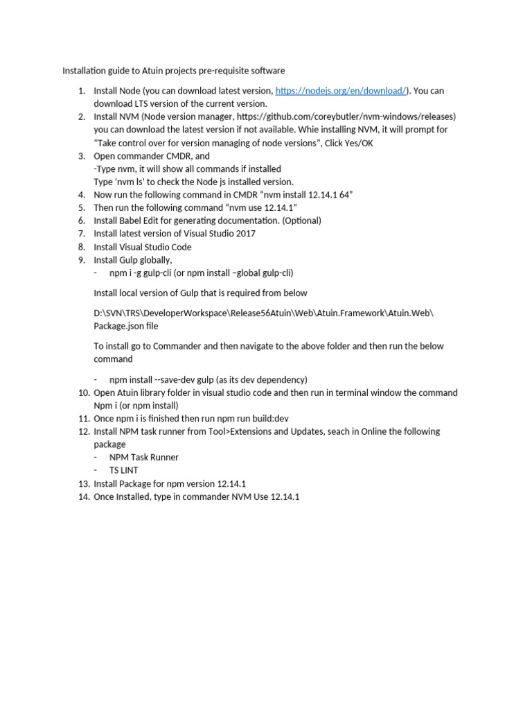 Installation Guide To Angular Pre-Requisites | PDF