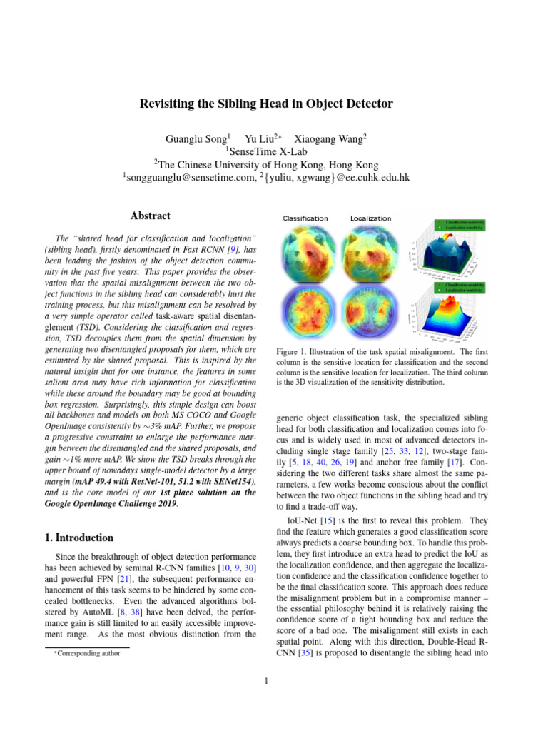 Revisiting The Sibling Head in Object Detector | PDF