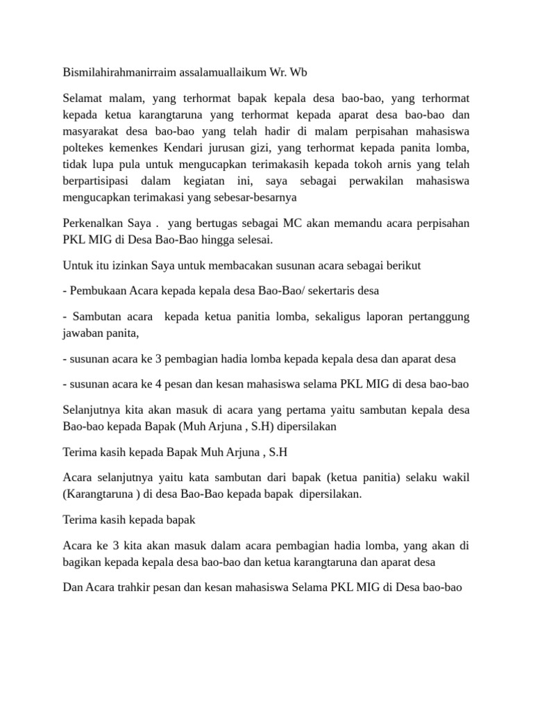 Susunan Acara Perpisahan Mahasiswa 1 Pdf