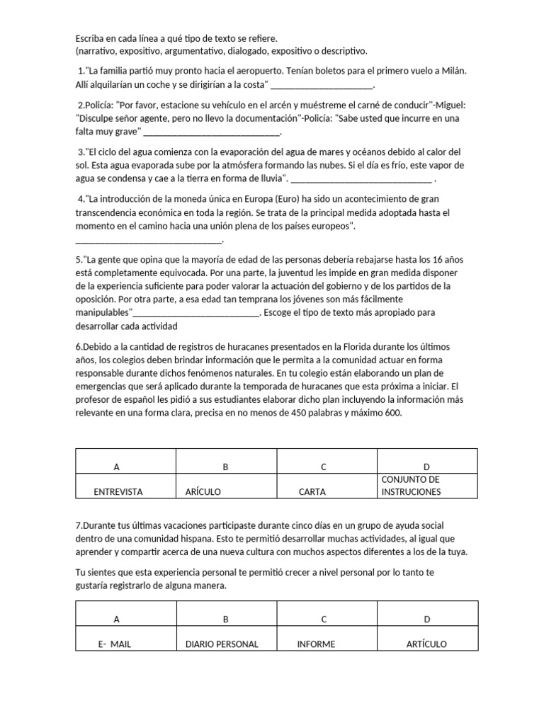 EJERCICIOS DE LENGUA Y COMUNICACION 1 | PDF