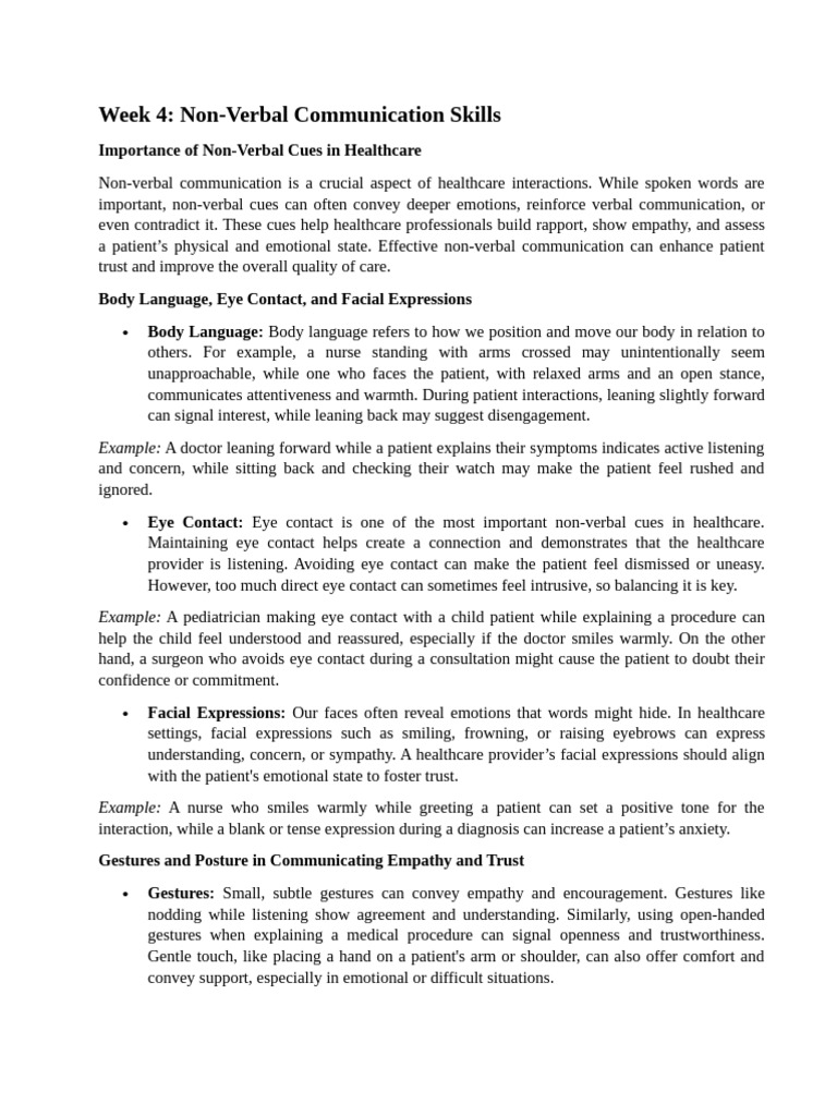 Week 4 Non-Verbal Communication Skills | PDF | Nonverbal Communication ...