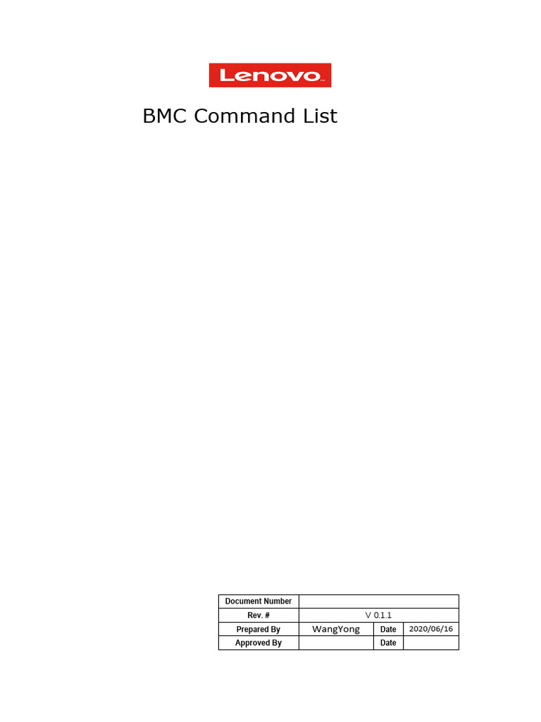 BMC Command List Specification v0.1.1 | PDF
