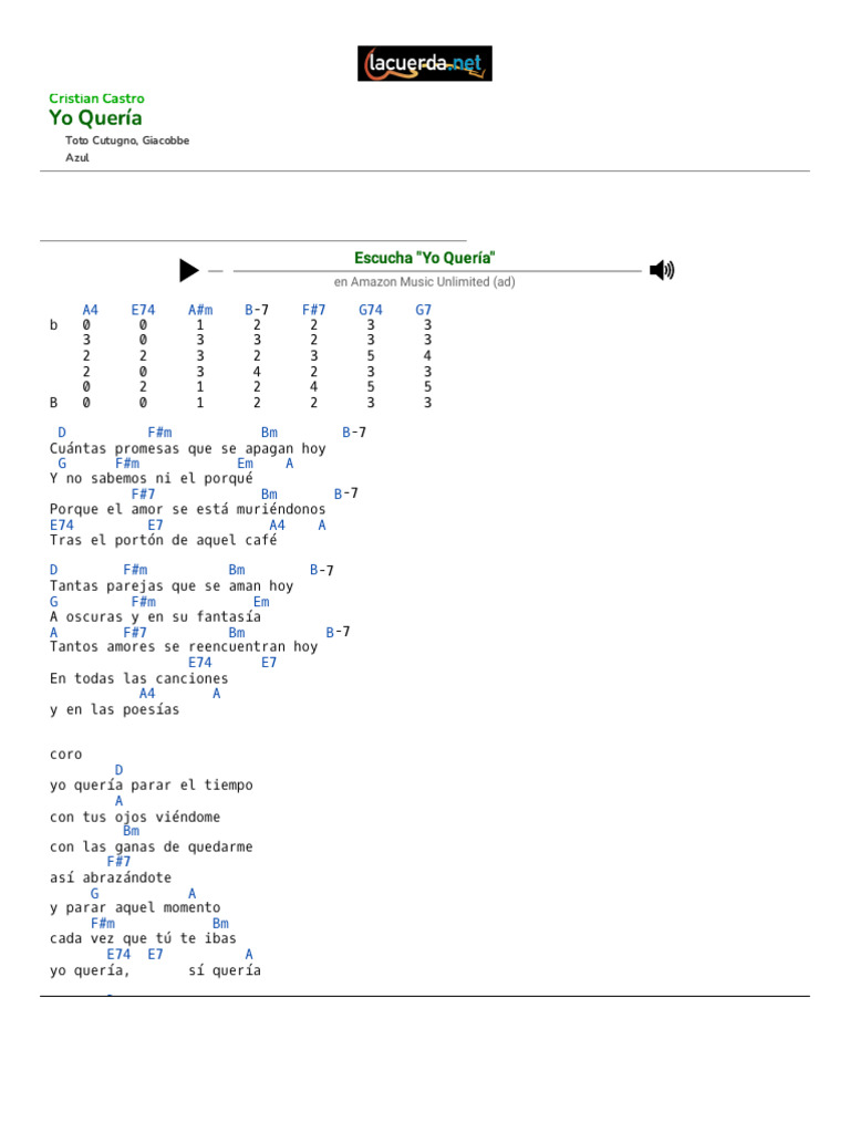 YO QUERIA, Cristian Castro_ Acordes | PDF