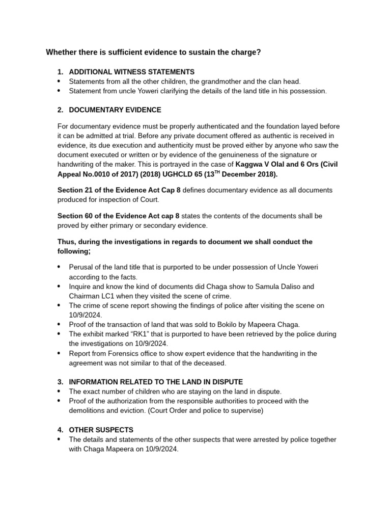 Evidence Assessment for Land Dispute Case | PDF