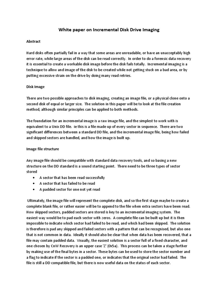 Incremental Disk Imaging Techniques | PDF | Disk Storage | Computer File